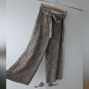 J Crew Leopard Print Wide-Leg Cropped Silk Pants Summer Pant Vacation